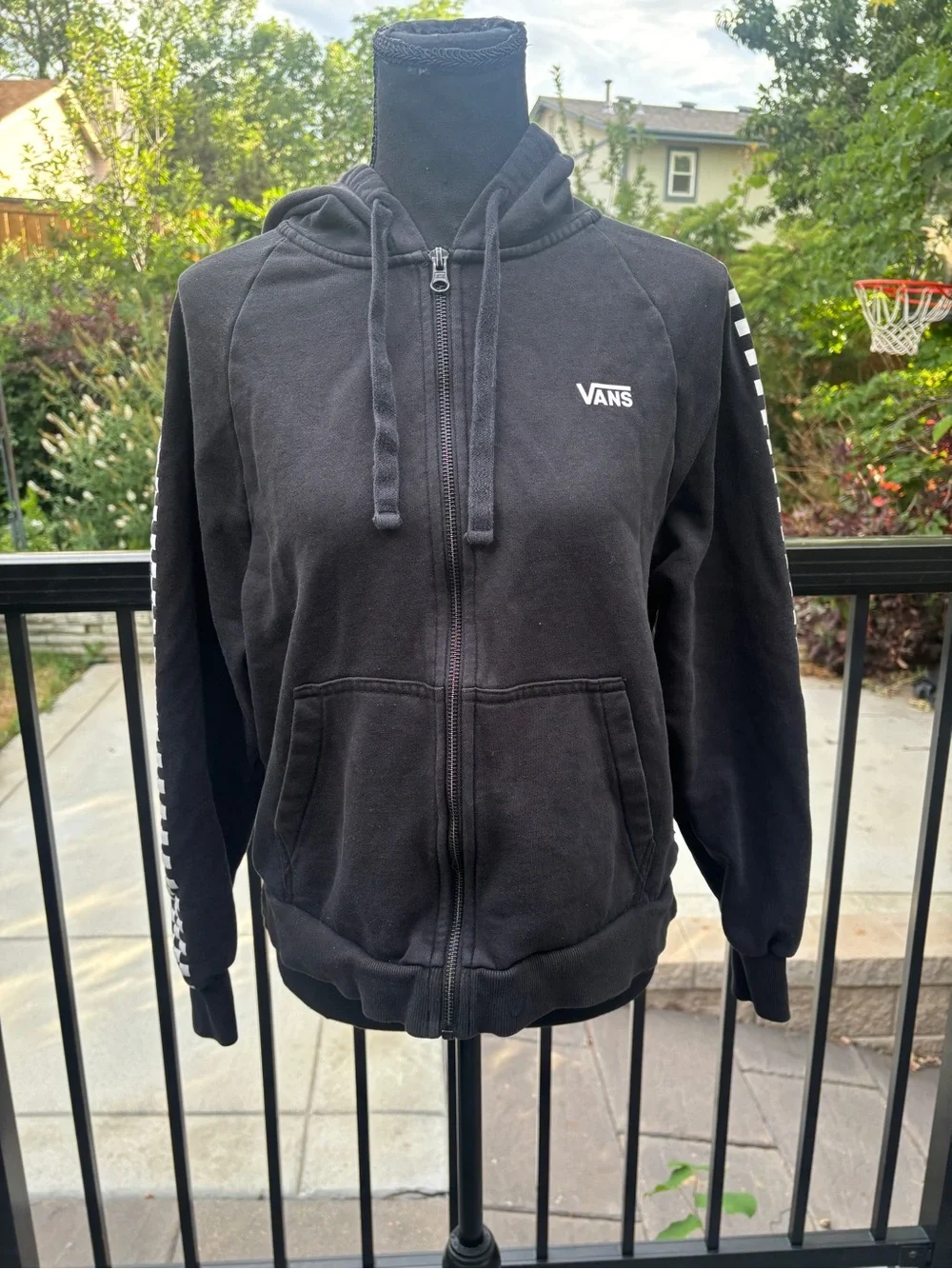 Vans Black Checker Stripe Zip Hoodie